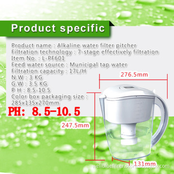 Wellblue New Design Alkaline Water Pitcher with pH: 8.5-10.0